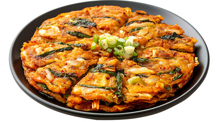 Kimchi pancake Korean food isolated on white background