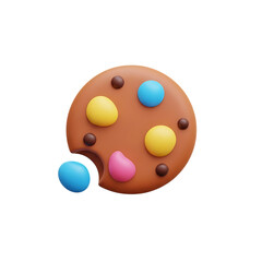 Fototapeta premium chocolate chip cookie 3d unique stylish playful icon isolated on transparent background png for dessert and bakery design