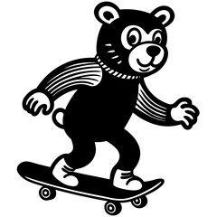 cartoon bear skateboard