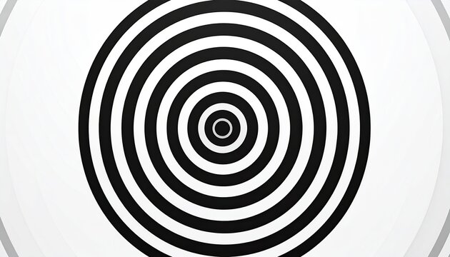 Concentric black and white circles create an optical illusion against a light backdrop - Powered by Adobe