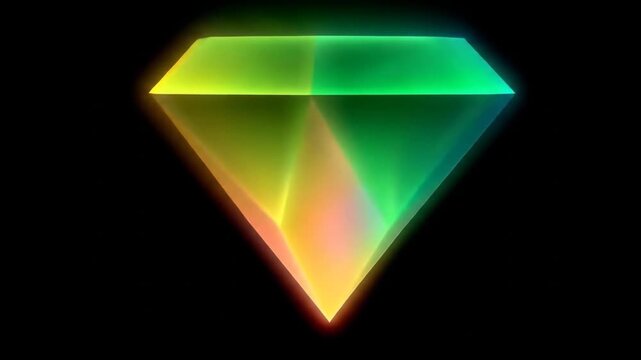 Animated colorful diamond shape with glowing neon light effect on black background