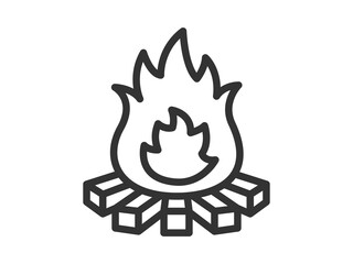 焚き火のアイコン（線画）のイラスト