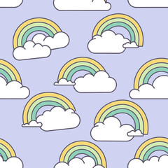 A Cute Kawaii Seamless Pattern featuring Charming Blue Foxes and Whimsical Red Mushrooms, Perfect for Children's Designs or Fabric Backgrounds