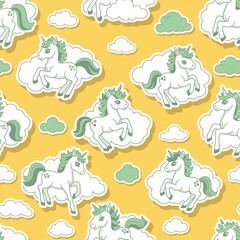 A Cute Kawaii Seamless Pattern featuring Charming Blue Foxes and Whimsical Red Mushrooms, Perfect for Children's Designs or Fabric Backgrounds