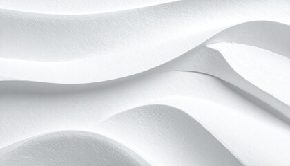 Abstract white textured surface with gentle curving waves and soft shadows
