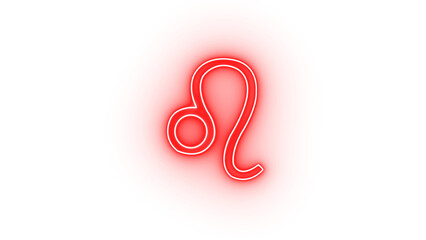 Leo zodiac symbol illustration isolated on transparent background with vibrant red circle and abstract dark red background