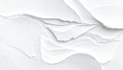 Close-up of torn paper pieces with rough edges, white on white abstract