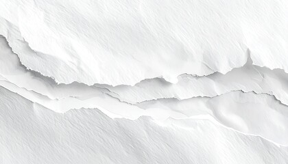 Textured, torn white paper layers, with soft shadows and folds