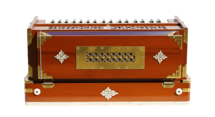 Harmonium isolated on transparent background, a traditional indian musical instrument