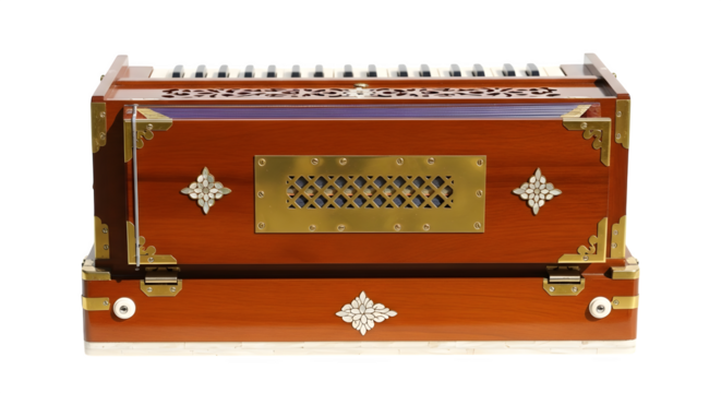 Harmonium isolated on transparent background, a traditional indian musical instrument
