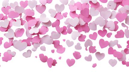 Falling Pink Hearts, isolated on transparent background