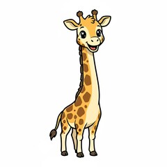 Obraz premium Adorable cartoon giraffe smiling cheerfully on a white background
