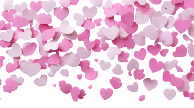 Falling Pink Hearts, isolated on transparent background
