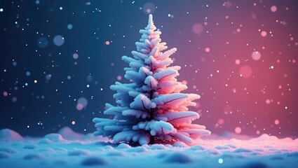 Frosty Christmas Tree with Snowy Background