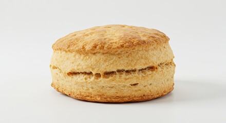 Golden Brown Flaky Biscuit Isolated on White Background.
