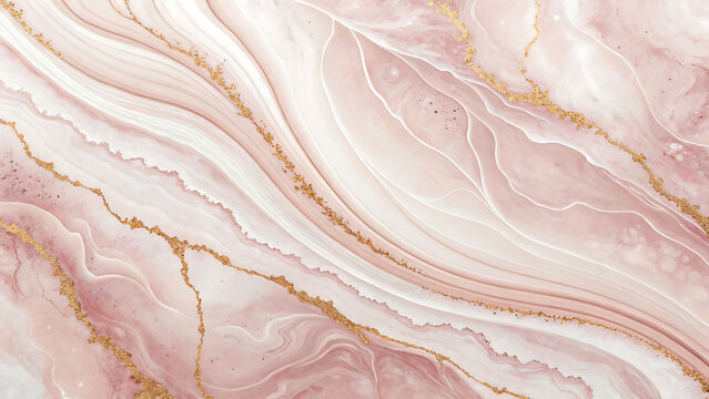 Elegant pink marble texture with golden veins abstract background