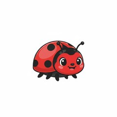 Obraz premium Adorable cartoon ladybug character illustration on white background