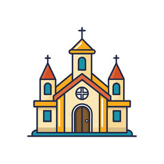 Church Icon Vector Illustration – Religious Building and Worship Symbol