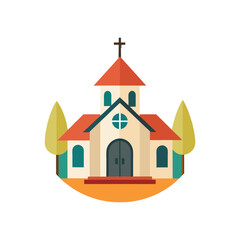 Church Icon Vector Illustration – Religious Building and Worship Symbol