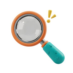 magnifying glass 3d unique stylish playful icon isolated on transparent background png for search and analysis design