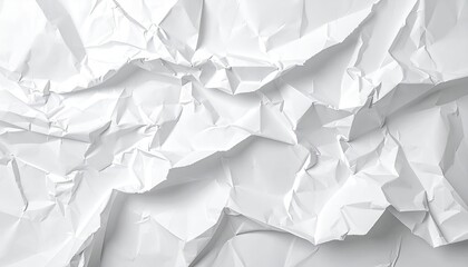 Obraz premium Close-up of heavily crumpled white paper, highlighting texture and shadows