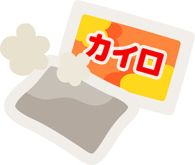 使い捨てカイロとパッケージのアイコンのイラスト