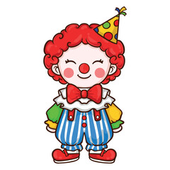 illustration art hand drawn cute clown sticker design