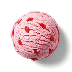 Delicious strawberry ice cream scoop with fruit chunks