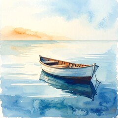 Serene sunrise, quiet boat