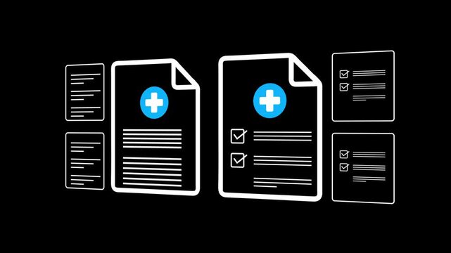 Smart healthcare concept  on the transparent background.  Assessing treatment quality, patient care and hospital service. Motion graphics of online healthcare idea. 4k video animation.