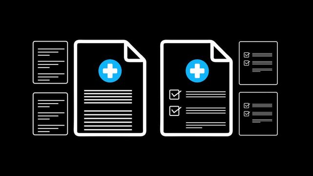 Smart healthcare concept  on the transparent background.  Assessing treatment quality, patient care and hospital service. Motion graphics of online healthcare idea. 4k video animation.