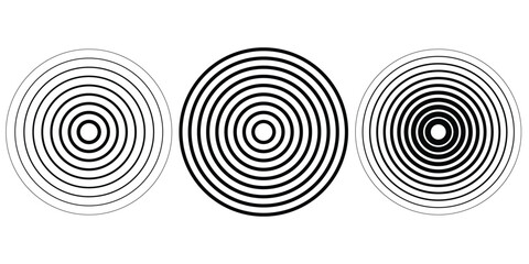 Concentric Circles Target Rings Vector Set - Abstract Radial Lines Design Elements for Sound Waves, Radio Signal, Radar, Focus, and Modern Technology Graphics
