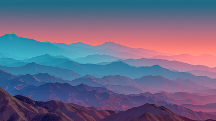 Colorful Mountain Range at Sunrise with Gradients