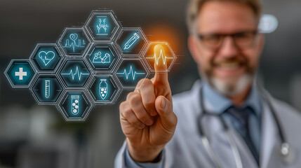 Doctor Using Futuristic Healthcare Technology Interface