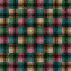 squares from hand drawn pixels. vector seamless pattern. blue, pink, green, yellow repetitive background. modern decorative art. geometric fabric swatch. design template for textile, home decor