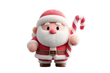 Fototapeta premium Cute Santa Claus Plush Toy Holding Candy Cane with Soft Texture and Detailed Features for Christmas Holiday Decoration and Festive Celebrations
