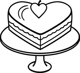 heart shaped cake on table illustration on transparent background