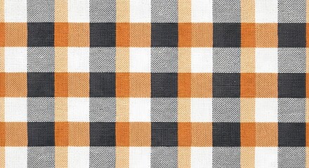 Orange, black, and white checkered fabric