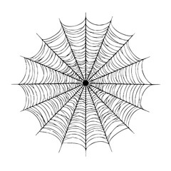 Fototapeta premium Spider web silhouette symmetrical pattern isolated on transparent background