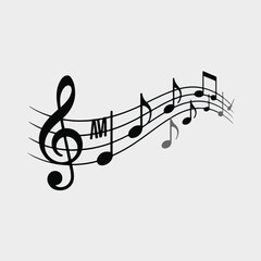 Rhythmic Melody Wave: Notes from the treble clef mixed with air