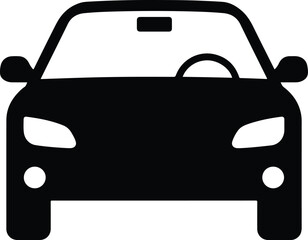 Front facing car silhouette icon for automotive industry and transportation themes vector
