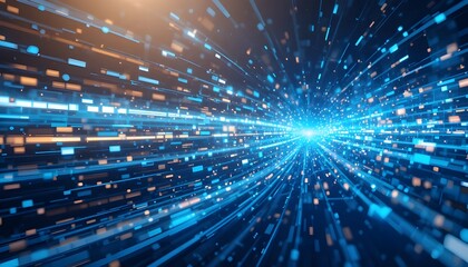 Fototapeta premium Futuristic 3D Speed Light Data Network Stream Background for Technology and Digital Concepts