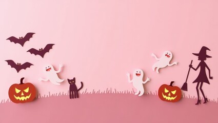 Spooky Halloween Still Life Against Pink Backdrop