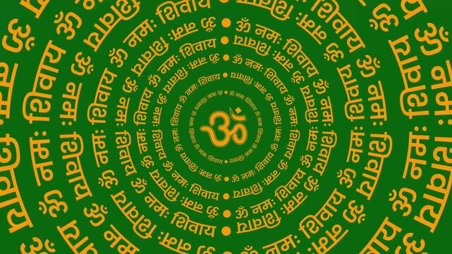 Animated Om Namah Shivaya Mantra with Rotating Sanskrit Script on Green Screen 4K &mdash; Spiritual Hindu Chant Animation for Meditation, Devotional Videos, Temple Backgrounds & Religious Projects