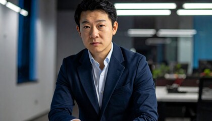 Serious man in office setting