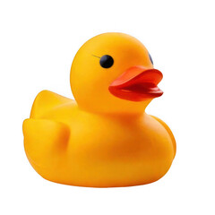 a yellow rubber ducky isolated on white and transparent background.