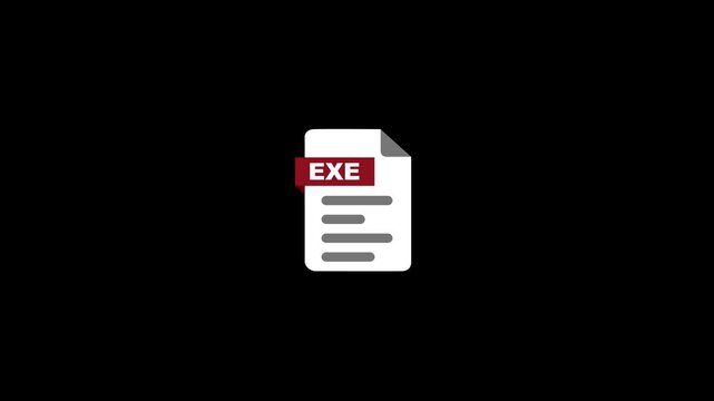 White EXE Executable File Icon with Red Label on Black Background document program
