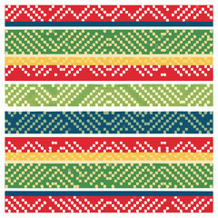 A seamless African Kente cloth pattern with colorful woven stripes. Perfect for fabrics, packaging, and bold decorative prints.
