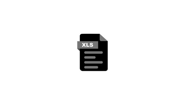 Black icon representing an Excel spreadsheet file format with the text XLS on a white background document