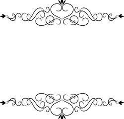 Elegant black vintage swirl frame design, perfect for invitations, cards, or classic decorations.